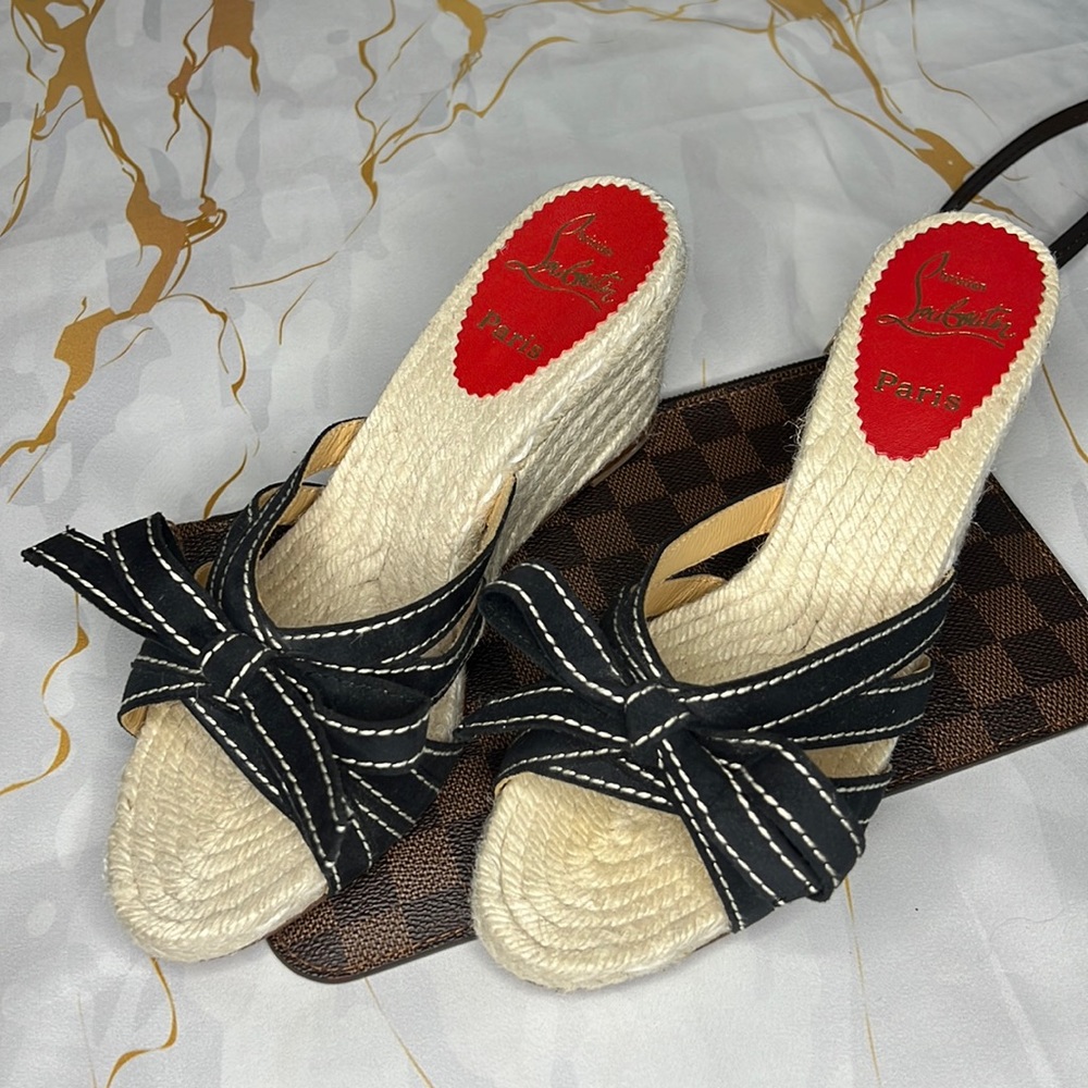 Christian Louboutin Paris black Espadrille wedges